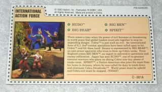 1993 International Action Force - Gi Joe File Card (vintage)