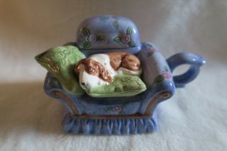 Vintage Antique Couch With Dog Ceramic Mini Teapot World Bazaar