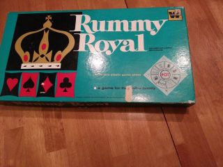 Vintage 1962 Whitman Rummy Royal Game With Vinyl 30x30 Green Mat,  Chips