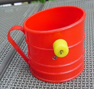 Childs Vintage Red Plastic Flour Sifter Very Rare