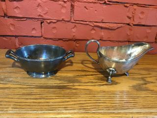 Vintage Pullman Sugar Bowl And Vintage Silver Plated Gravy Boat