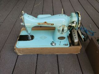 Vintage Robin Egg Blue Remington Deluxe Sewing Machine,  With Foot Pedal
