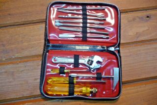 Vintage W.  Germany Tool Kit Travel Auto Car Austria Ground Leather Case