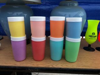 8 Vintage Mid Century Bolero Therm - O - Ware Pastel Tumblers Cups Camping Picnic