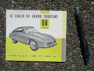 Vintage Db Hbr 5 1954 Brochure Printed In France Le Mans Results