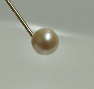 Vintage 14k 585 YELLOW GOLD & PEARL Needle STICK HAT PIN Brooch germany 8