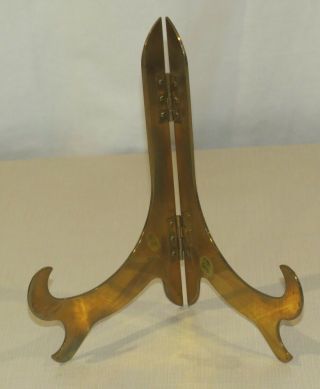 Vintage Solid Brass Plate Stand,  Gatco,  Book Or Frame Also,  Hinged 9.  5 "