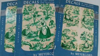Vintage 1950s Meyercord Decals Package Set Of 3 Green Dutch Design