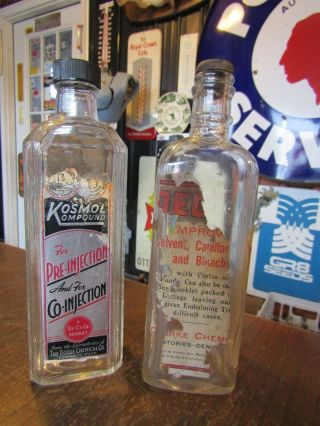 2 Vintage Glass Embalming Fluid Bottles - - Dodge