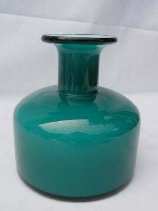 Blue Aqua Green Vintage 5 " Cased Glass Vase Holmegaard Otto Brauer Style
