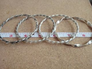 Set Of 4 Vintage Sterling Silver 925 Bangles - Made In Mexico
