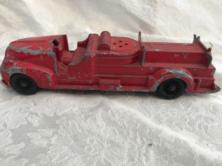 Vintage Hubley Kiddie Toy Red Fire Truck No.  468 9 3/4 Inches Long