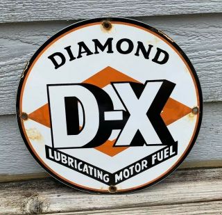 Vintage Diamond D - X Gasoline Sign Porcelain Gas Pump Plate Service Station