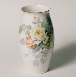Gorgeous Vintage Art Deco Noritake Large Vase - Yellow And Orange Roses - Signed