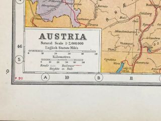 Vintage Map 1920.  Austria,  Inset of Vienna - Harmsworth ' s Atlas A3BK3 2