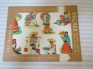 Vintage 1940s Old Stock Décor Decals,  Mexican People,  1 Sheet