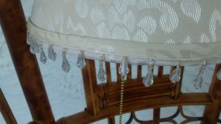 Vtg Headboard Reading Bed Light Lamp Damask Fabric Shade Boudoir Cottage Chic