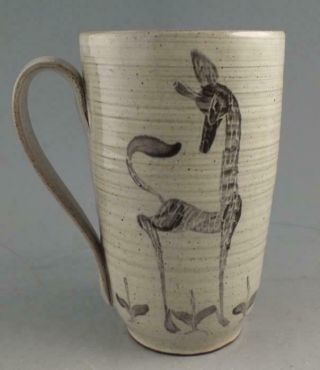 Vintage Studio Pottery Mug By Edwin & Mary Scheier With Giraffe Decoration