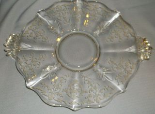 Vintage Fostoria Navarre Baroque Clear Crystal Handled Cake Plate 12 3/8x10 3/8