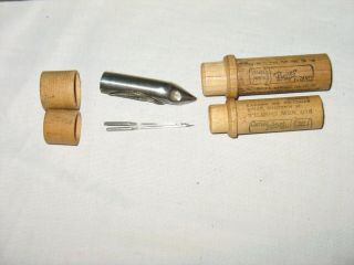 2 Vintage Boye Brand Wooden Sewing Machine Needles & Shuttle With Cases