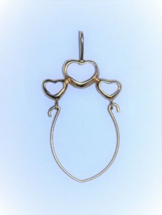 Vintage 14k Yellow Gold 3 Heart Charm Pendant For Necklace Not Scrap 1.  4 Grams