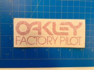 Vintage Medium Oakley Factory Pilot Sticker - 2.  5” X 6” - Red Rub On Type Decal