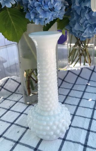 Vintage Eo Brody Milk Glass Bud Vase In Hobnail