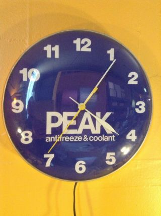 Vintage Peak Antifreeze & Coolant Advertising Bubble Glass Electric Wall Clock
