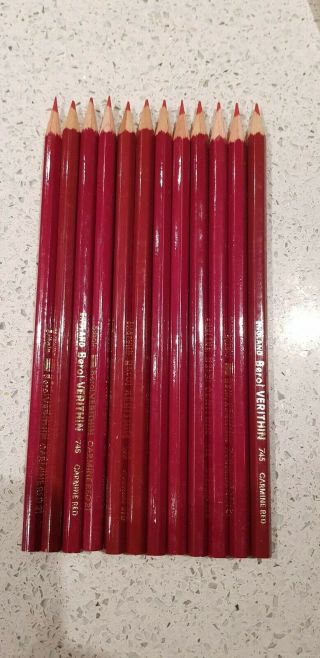 Berol Verithin Carmine Road colour pencils,  12 in pack,  very rare vintage 4