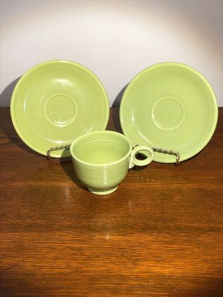 Vintage Fiesta Green Teacup And Saucer Set Fiestaware Wow