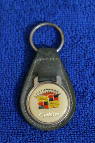 Leather Cadillac Crest Key Fob Key Chain Emblem Accessory Badge Logo Fleetwood