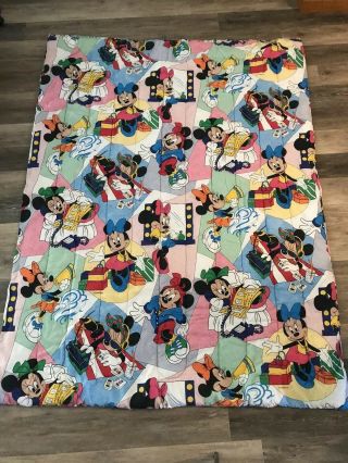 Vintage 1980’s Disney Minnie Mouse Comforter Blanket Twin Bright Colorful 3
