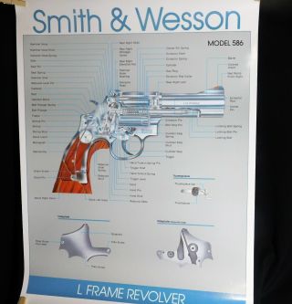 Smith And Wesson 586 Model L Frame Revolver Gun Cut Away Poster 24 X 18