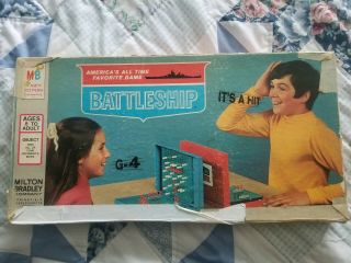 Vintage 1967 Milton Bradley Battleship Game Open, .