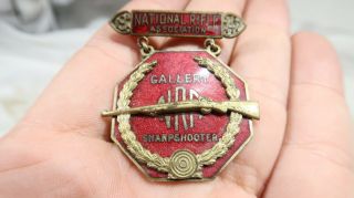 Nra Gallery Sharpshooter Medal Blackington Red Enameled National Rifle