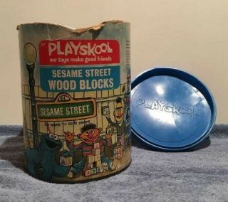Vintage 1975 Playskool SESAME STREET WOOD BLOCKS 231 Complete Set of 50 4