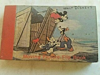 Vintage Disney Moving Picture Flip Book Mickey Donald Duck 2 Sided Souvenir