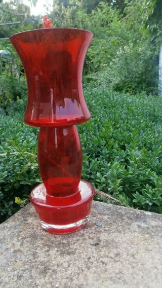 Lg Vintage Retro Scandinaviann Riihimaki Riihimaen Lasi Red Glass Vase T.  Aladin