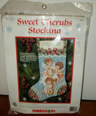 Vintage Dimensions Sweet Cherubs Stocking Needlepoint Kit 9089 Angels Christmas