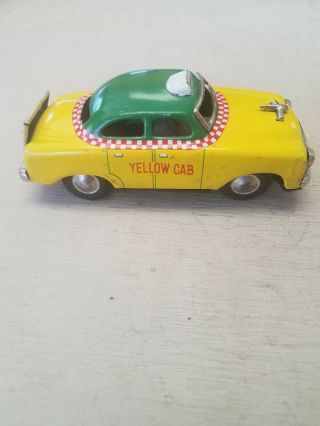 Vintage Friction Yellow Cab Taxi Made In Japan