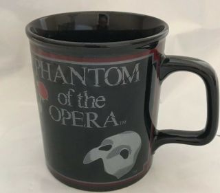 Vtg 1988 Phantom Of The Opera Coffee Tea Mug Cup Silver Mask Red Rose Euc