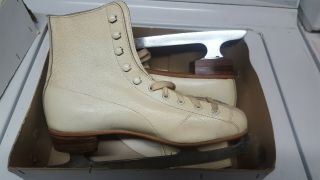 Vintage Olympia Ice Skates Woman,  White,  Made In Germany
