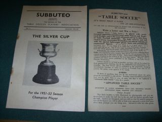 Vintage Subbuteo Table Soccer Bulletin No.  6 1951/52 - Silver Cup League Table