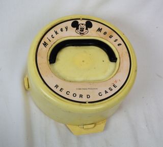 Vintage Mickey Mouse Disney Record Carry Case With Records 45rpm