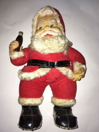 Vintage Rubber Face And Hands Coca Cola Santa 14 1/2” H