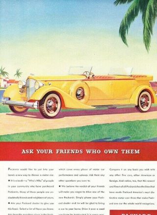 1934 Packard Convertible Vintage Advertisement Print Art Car Ad K101