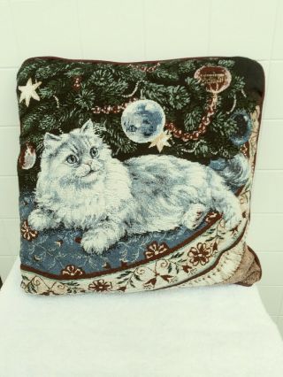 Vintage Whimsical Tapestry Christmas Pillow