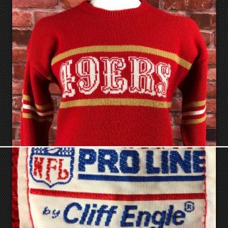 Vtg Nfl Pro Line Cliff Engle San Francisco 49ers Wool Blend Sweater Mens Large 1