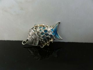 Vintage Sterling Silver Enamel Cloisonne Articulated Koi Fish Charm Pendant
