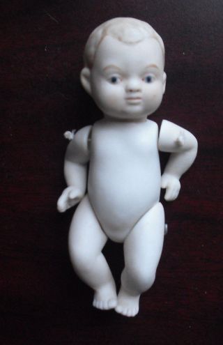 Vintage Japan Jointed Porcelain Bisque Boy Doll 5 " Tall